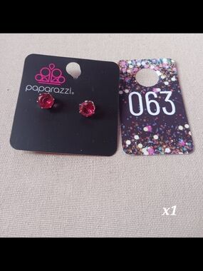 paparazzi Hot Pink Faceted Crystal Stud Earrings
